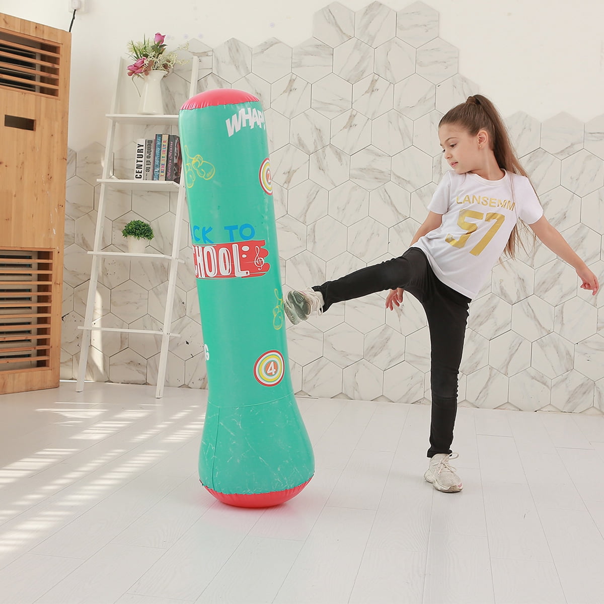 Fitness Punching Bag Inflatable Punching Bag Stand Boxing Pouch Play Toy PVC 