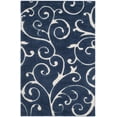 thumbnail image 3 of SAFAVIEH Florida Doug Floral Vines Geometric Shag Area Rug, Dark Blue/Cream, 6' x 9' - Transitional Modern Design, Dark Blue & Cream, Non-Shedding & Easy Cleaning, Ultra Plush Thick Pile, Ideal for L, 3 of 12