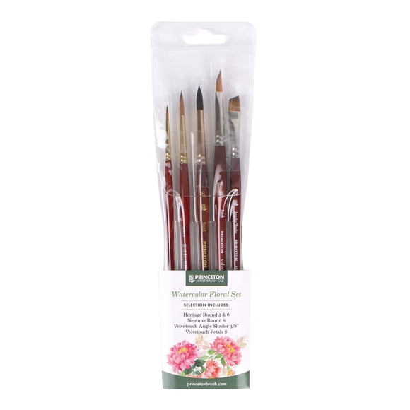Set de 5 Pinceles Sintéticos para Acuarela Floral Princeton