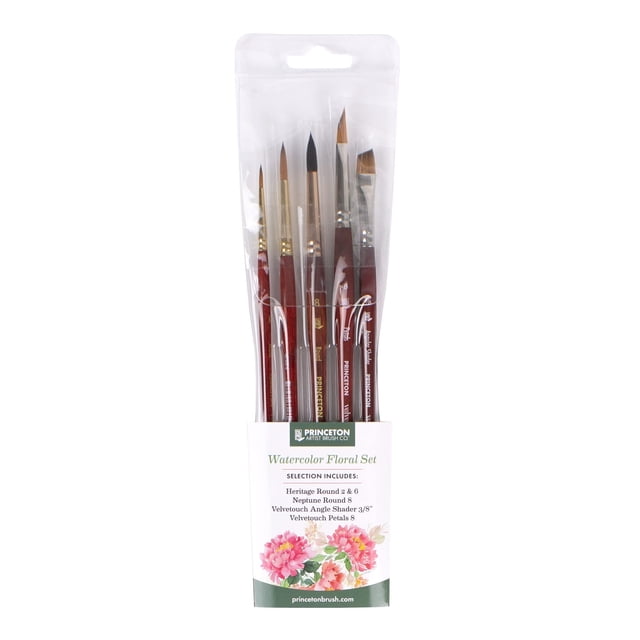 Set de 5 Pinceles Sintéticos para Acuarela Floral Princeton