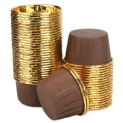 50 Pack Brown Cupcake Liners for Baking - 3.5 oz Foil Cupcake Muffin Liners - Disposable Mini Cupcake Wrappers Holders for Individual Bakery Wedding Birthday Party