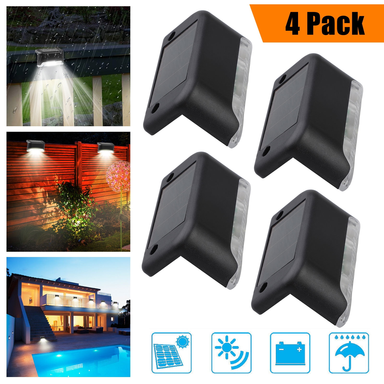 Eeekit Solar Deck Lights Step Outdoor Waterproof Led Powered Fence Lamp For Steps Decks Patio Stairs Pathway And Fences Auto On Off Bright Eeekit Solar Deck Lights Step, Solar Powered Patio Step Lights