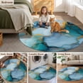 thumbnail image 5 of Marble Teal Yellow Round Area Rug 3.3 FT, Non Slip Small Entryway Kitchen Mat, Abstract Art Ink Painting Washable Soft Circular Rug Non-Shedding Door Mat for Bathroom Playroom Kids Room, 5 of 9