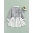 thumbnail image 4 of Qiylii Girls Solid Color Long Sleeve Round Neck Sweatshirt + Lapel Shirt Dress, 4 of 8