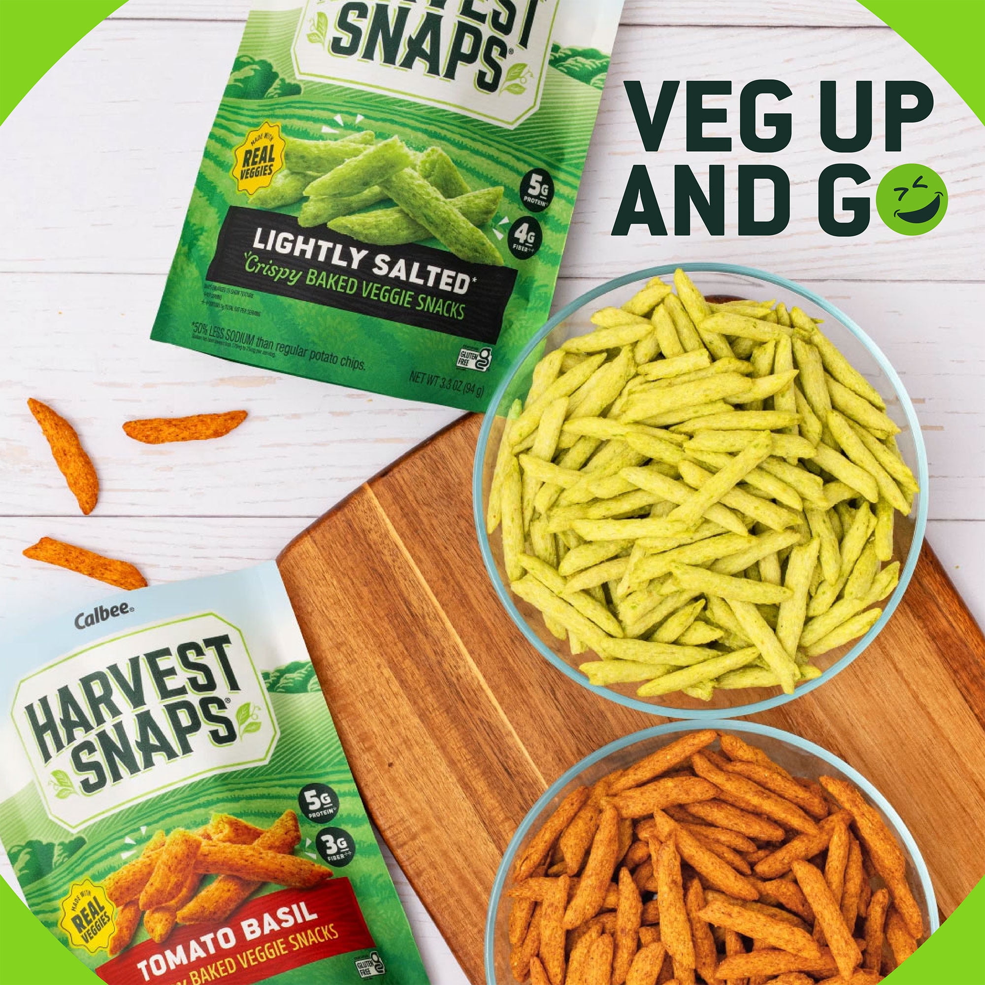 Harvest Snaps Tomato Basil Snack Crisps - 1.75 Oz Bags, 16 Pack - Baked Veggie Crisps With Plant Protein, Gluten Free