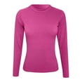 thumbnail image 3 of Women's Long Sleeve Stretch T-Shirt Soft Ribbed Crewneck Casual Fitted Basic Top Comfortable Everyday Wear, 3 of 3