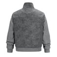 thumbnail image 7 of BRGZLK Mens Faux Suede Jacket 2026 Fall Winter Casual Vintage Stand Collar Full Zip Patchwork Textured Bomber Jackets for Daily Casual Outings Gray XL, 7 of 7