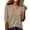 Khaki, variant on Summer Tops for Women Ribbed Knit Slim T-Shirt Short Sleeve Solid Stretchy Summer Basic V Neck Top