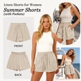 thumbnail image 5 of TEMOFON Linen Shorts for Women&nbsp;Summer Ruffle Waist Drawstring Pants with Pockets Casual Vacation Beach Flowy Shorts L, 5 of 8