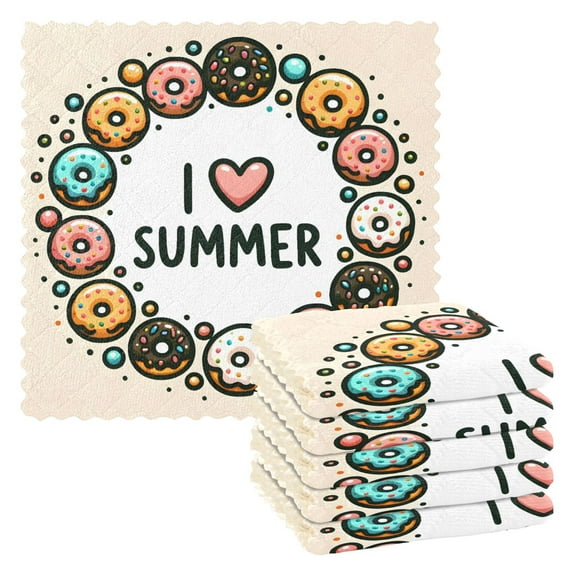 6 Packs Cute Colorful Donuts Kitchen Dish Towels Soft Absorbent Dish Cloths 11"x11"