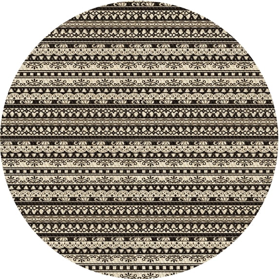 Ahgly Company Indoor Round Patterned Midnight Gray Area Rugs, 6' Round