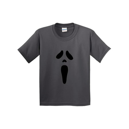 Trendy USA 983 - Youth T-Shirt Ghost Face Scream Halloween Spooky Scary Large Charcoal