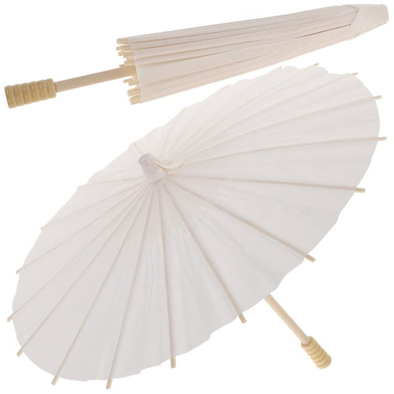 Tineasur DIY Painting White Bamboo Parasol Umbrella for Kids 2pcs