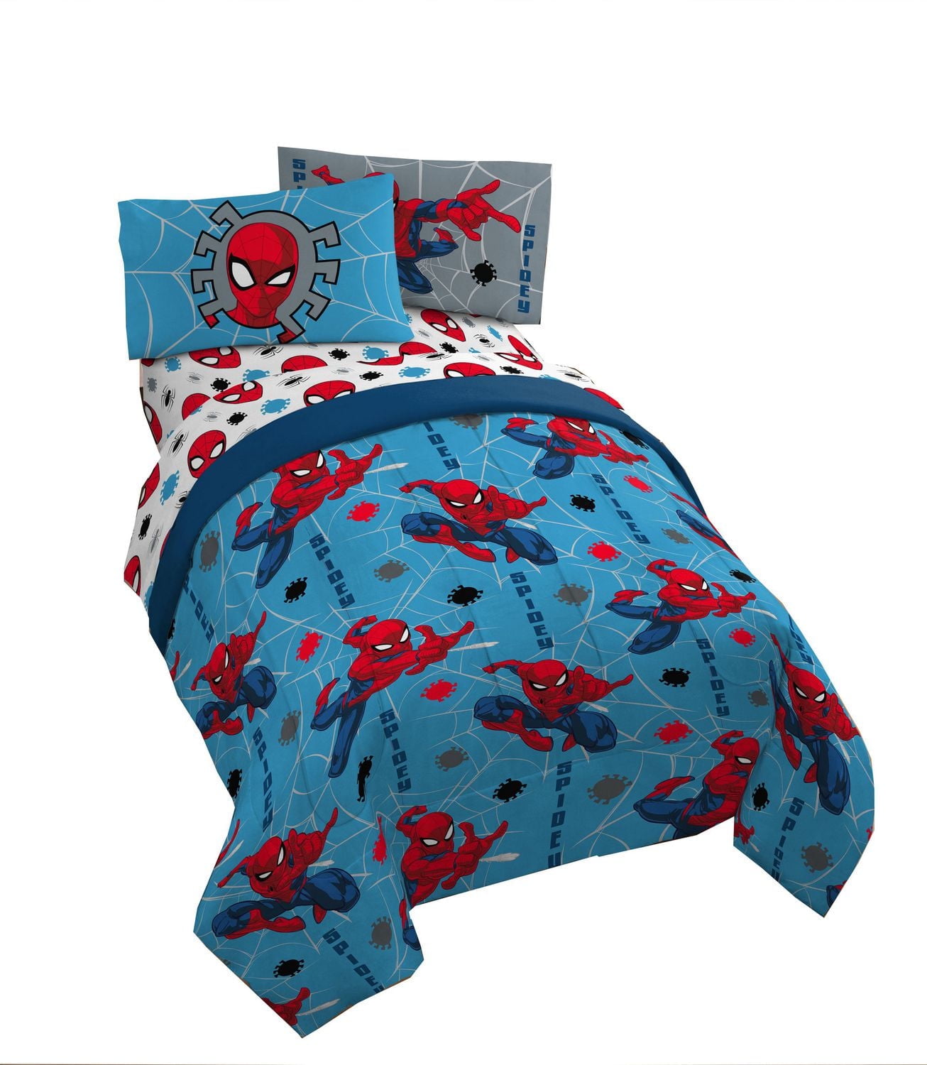 Spiderman  Ensemble de literie 4 Pièces pour lit 1 place + En prime un sac.