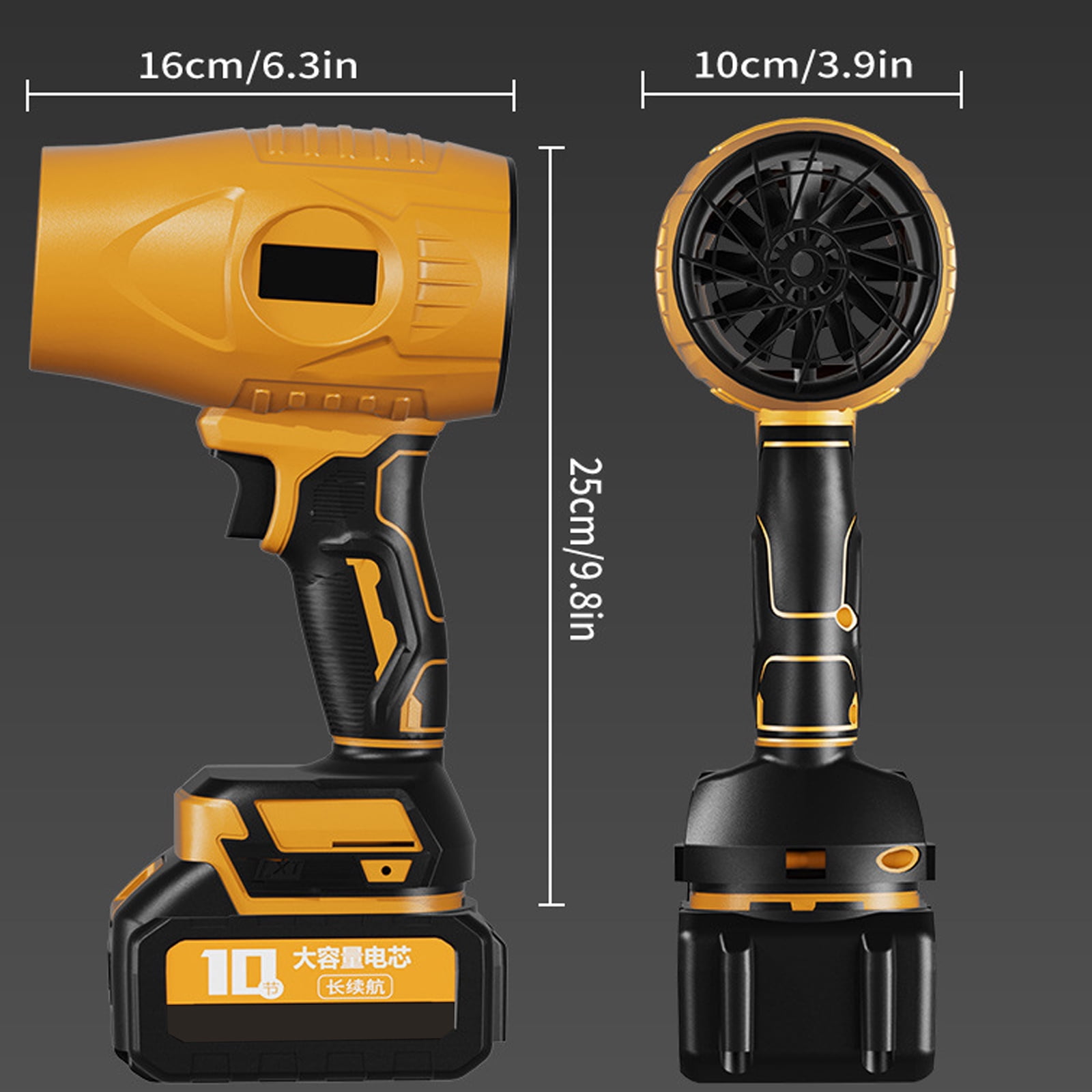 21V Battery Powered Cordless Leaf Blower, Lightweight Design, Push-to-Lock Attachment, Large Turbine Fan