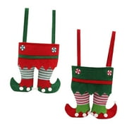 EHJRE 2 Pieces Christmas Gift Bag Elf Pants Hanging Decorations for Farmhouse Home Red and Green