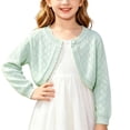 thumbnail image 2 of DJDLJWCJ Toddler Girls Cardigan Sweater Long Sleeve Knit School Uniform Sweater Loose Fit Button Down Cardigan Outerwear Green Size 6, 2 of 10
