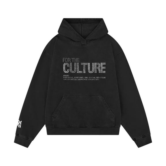Essentials Women's Hoodie Rhinestone Letter Print Long Sleeve Hooded Cropped Winter Fashion Sweatshirts Black