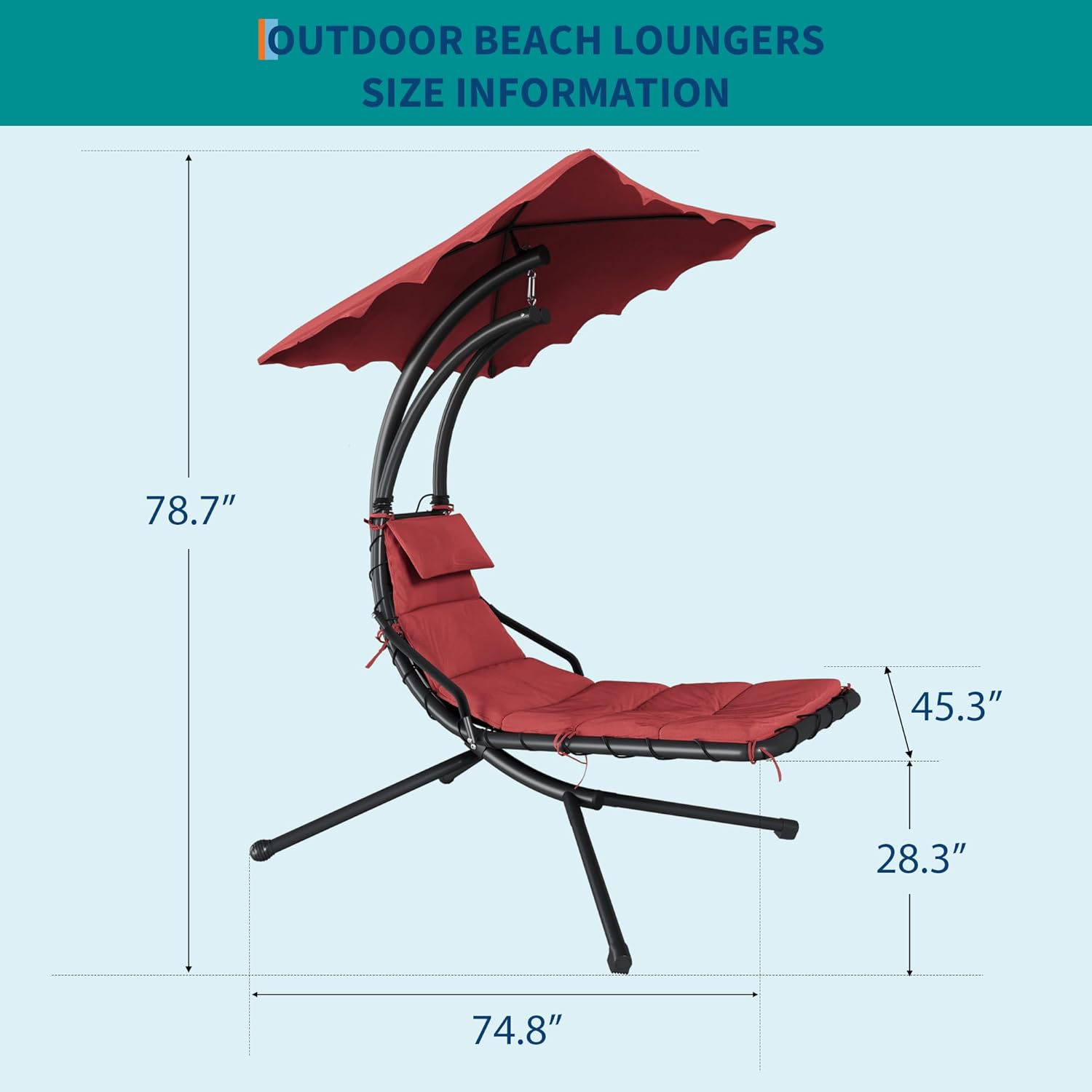 Senfot Dream Hammock, Iron + Cloth Cushion + Sunshade Canopy, Comfortable Outdoor Hammock for Backyard Red