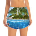 thumbnail image 2 of Balery Island And Coral Reef Pantalones cortos deportivos para mujer con forro y dos bolsillos, elásticos, para entrenamiento, gimnasio, yoga-XX-Large, 2 of 7