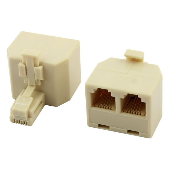 Unique Bargains Plastic Telephone RJ11 1 Male to 2 Female Adapter Connector Splitter 2 Pcs