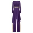 thumbnail image 4 of iiniim Women's Round Neck Long Sleeve Church Praise Worship Dance Dress with Wide Leg Pants Dark Purple M, 4 of 7