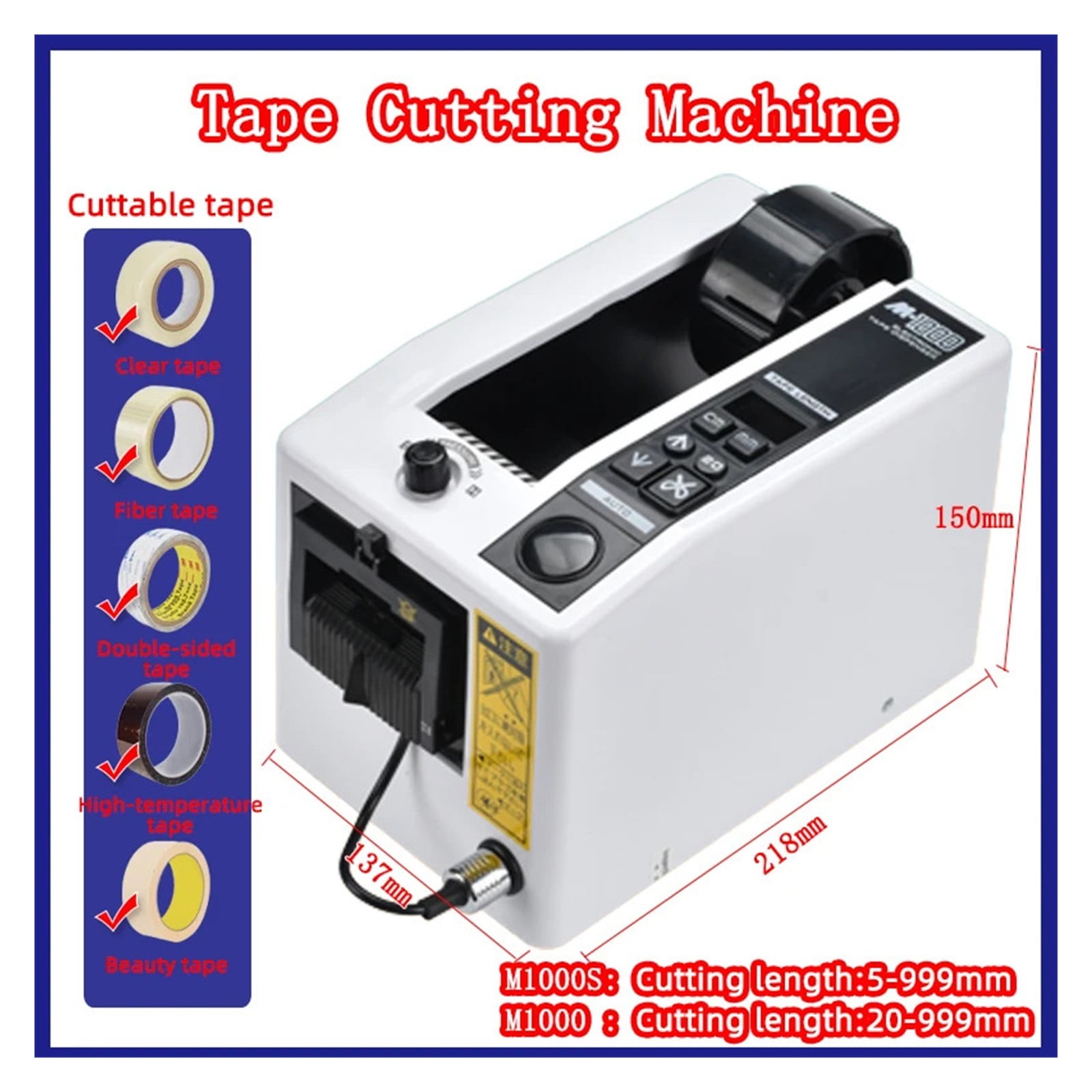 M-1000S M-1000 Automatic Tape Cutting Machine, 18W Electric Belt Cutter Label Dispenser, 50mm Width Tape Cutting Tool
