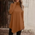thumbnail image 4 of Fall Shirts for Women 2025 Solid Color Flowy Turtleneck Ruffle Hem Loose Going Out Tops Long Sleeve Shirts for Women, 4 of 5