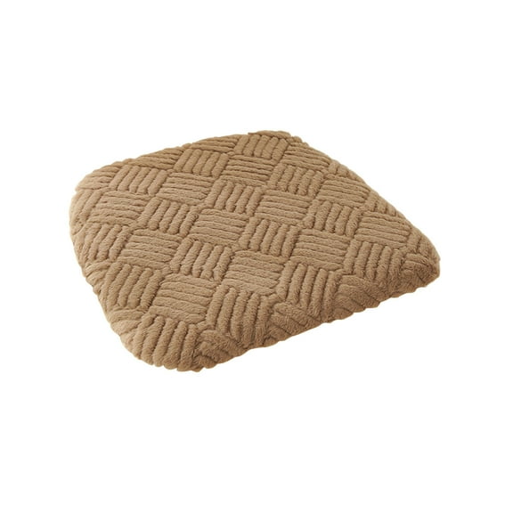 Soft Plush Chair Cushion with Faux Weave Feel Seat Cushion for Indoor Dining and Kitchen Chairs (16" x 17", Coffee)