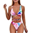 thumbnail image 2 of Lilgiuy Bathing Suits for Fashion Women Charming Swimwear Bikini Tie-dye Printed Bandage Split Swimsuit, 2 of 4
