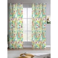 thumbnail image 2 of Boho Teal Green Flower Sheer Curtains 63 Inch Length 2 Panels Set for Living Room/Bedroom, Spring Watercolor Paisley Floral Leaf Kitchen Curtains Grommet Curtains Window Treatments 42"x63"x2, 2 of 7