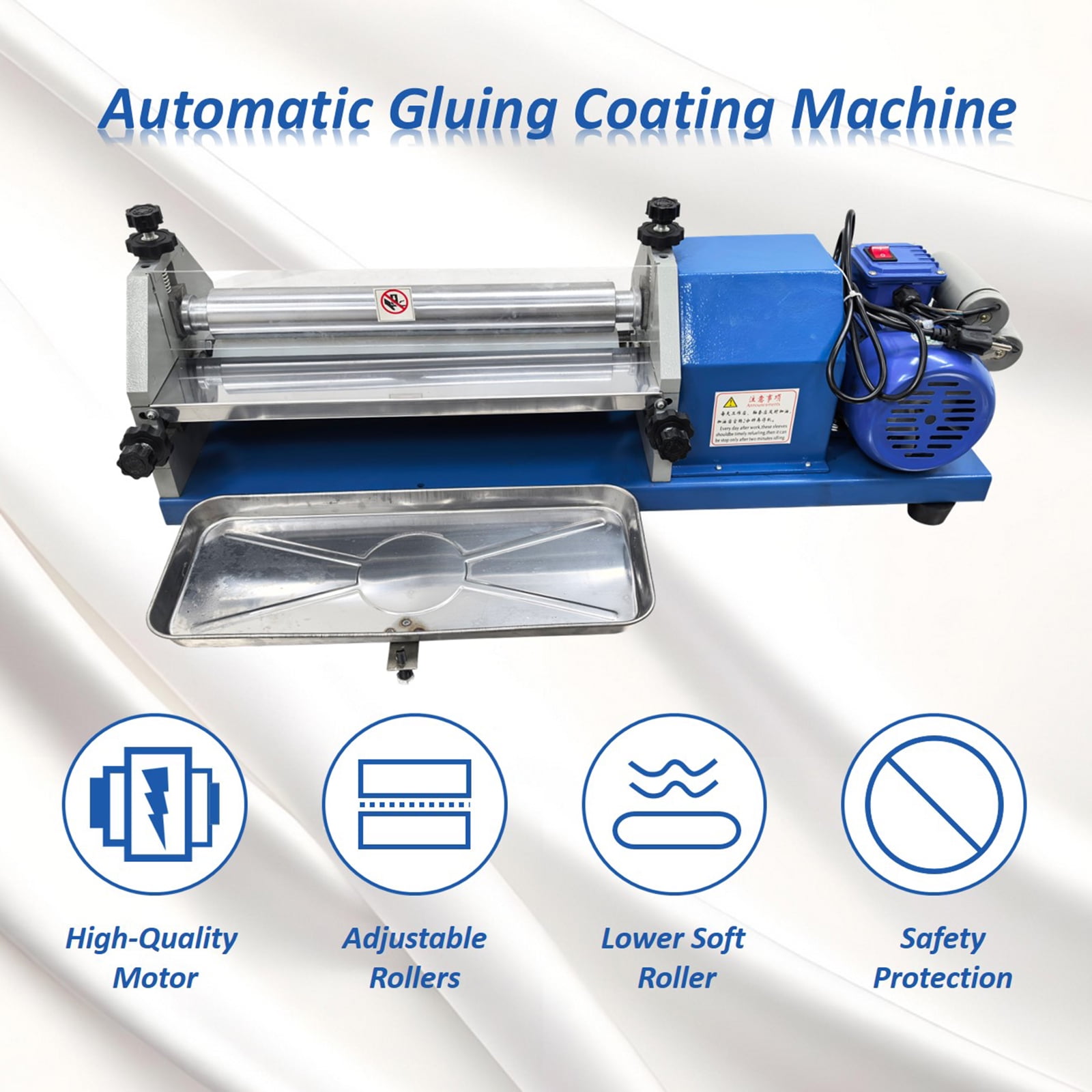 15.75" Automatic Gluing Machine Water-soluble Glue Gluing Device Soft Roller Leather Glue Coating Machine
