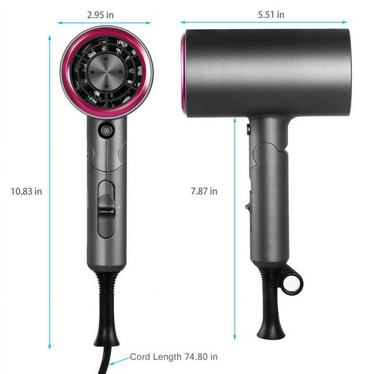 1800W Professional Ion Foldable Hair Dryer, Black - Walmart.com