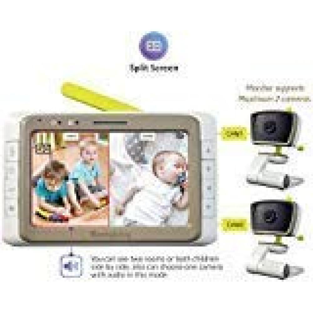 Voice Activation Zoom in Long Battery Life Baby Monitors with 2 Cameras by Moonybaby Power Saving and VOX Non-WiFi Color Screen 2-Way Talk Back Auto Night Vision Long Range 