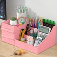 thumbnail image 6 of Makeup Organizer with Drawers - Organization and Storage Case for Cosmetics Make Up & Jewelry - Pink Makeup Organizer,Bathroom Counter for Vanity, Bathroom, College Dorm, (2 Drawer, 7 Compartment), 6 of 7
