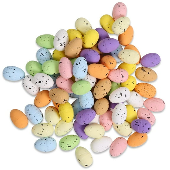 100 Pcs Foam Easter Egg Decoration DIY Eggs 1.8 X 1.2cm Artificial Foam Bird Eggs Garden Bird Nest Decor Easter Party Decorations Home Decor