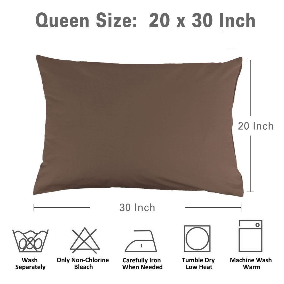 Unique Bargains Pillowcases 2-Piece Egyptian Cotton Pillow Cover Coffee Queen