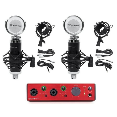 Focusrite Clarett  2Pre USB-C Audio Recording Interface   (2) Studio Microphones