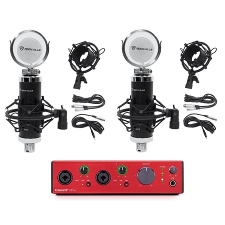 Focusrite Clarett+ 2Pre USB-C Audio Recording Interface + (2) Studio Microphones