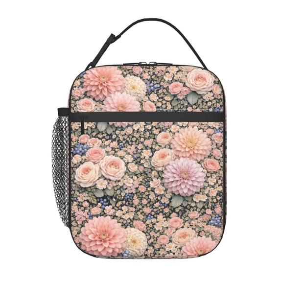 Vintage Floral Lunch Bag Portable Thermal Lunch Box for Men and Women