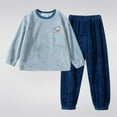 thumbnail image 2 of 2 Piece Pajama Set Girls Boys Soft Fuzzy Flannel Fleece Loungewear Long Sleeve Sleepwear Warm Winter Outfits (7 Years, Light Blue), 2 of 4