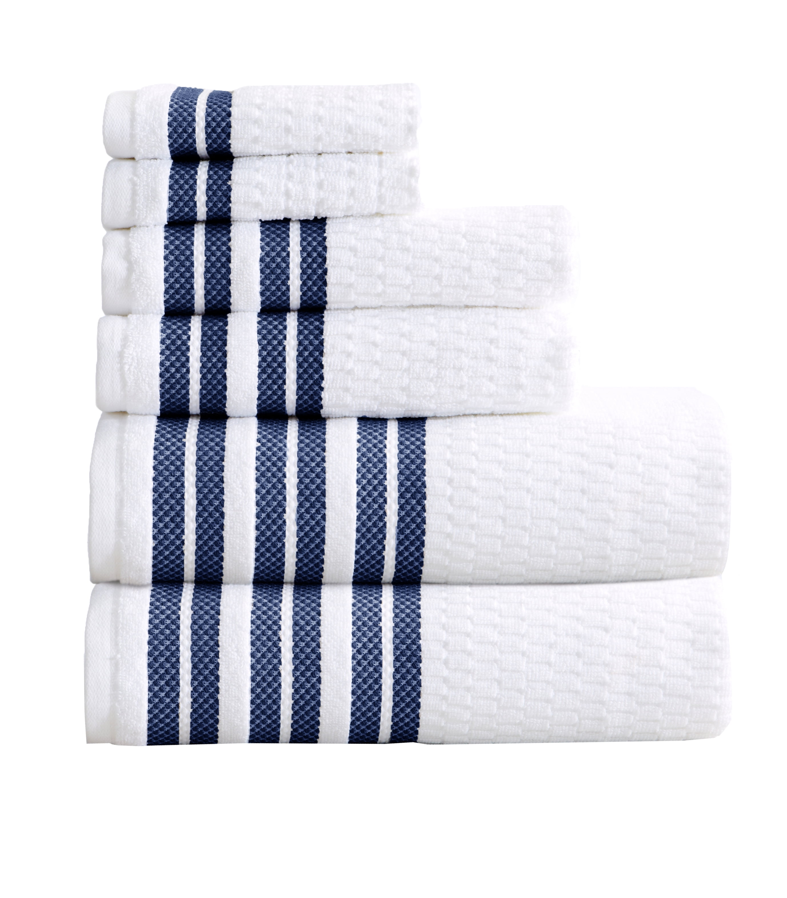 Great Bay Home 100 Cotton Textured Striped Bath Towel Sets Walmart