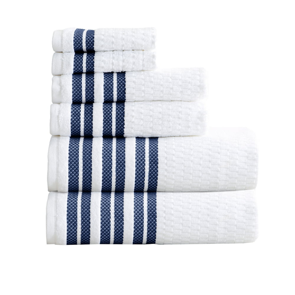 Great Bay Home 100 Cotton Textured Striped Bath Towel Sets Walmart