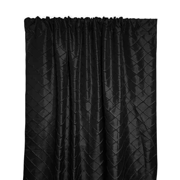 Pintuck Taffeta Cross Stitch Pattern Single Curtain Panel 54 Inch Wide Black