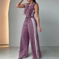 thumbnail image 2 of Women's Color Casual Fashion Sleeveless Vest And Pants Two-piece Set Purple M Purple M, 2 of 7