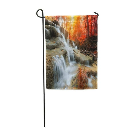 Landscaping In The Fall SIDONKU The Landscape Huay Mae Kamin Waterfall Beautiful in Autumn Forest Kanchanaburi Garden Flag Decorative Flag House Banner 28x40 inch ()