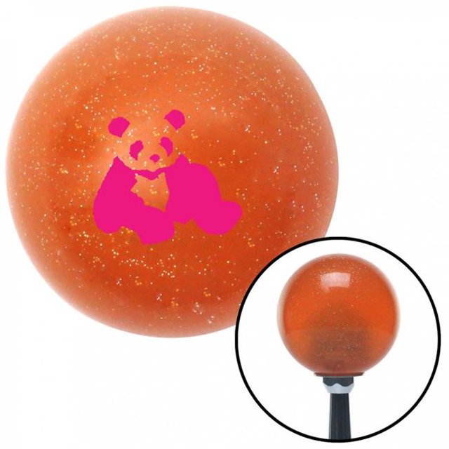 Pink Panda Bear Orange Metal Flake Shift Knob with M16 x 1.5 Insert Shifter Auto