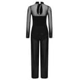 thumbnail image 4 of Kaerm Kids Girls Mesh Patchwork Metallic Long Sleeve Full Body Unitard Figure Skating Jumpsuit Black 16, 4 of 5