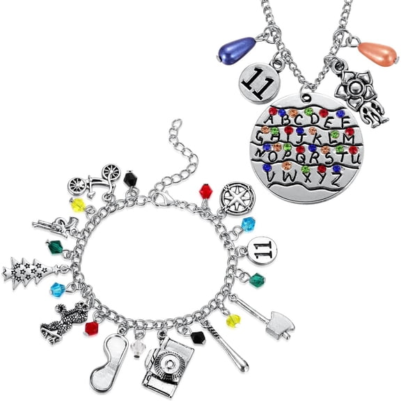 Stranger ABXYZ Necklace And Themed Thin Bracelets Charm Jewelry Alphabet Light Halloween Cosplay Jewelry for women and men