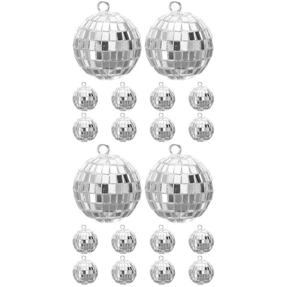 Hemoton 20 pcs  Hanging Disco Mirror Ball Bar Hanging Party Disco Ball Xmas Mirror Ball Decoration